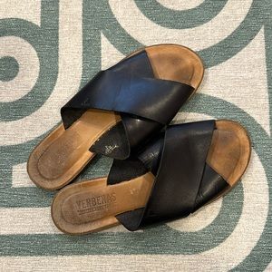 Verbenas black leather slide sandal size 38